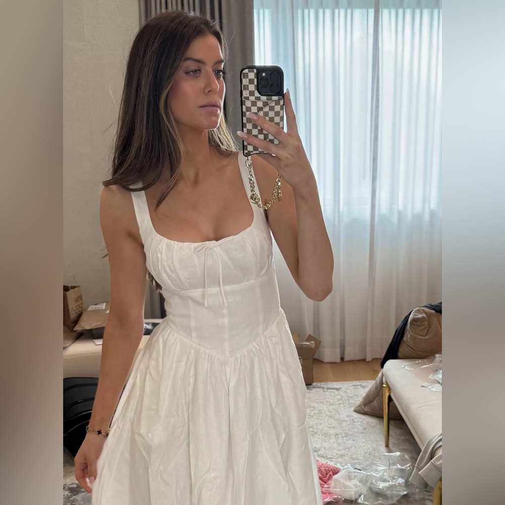 Reformation balia linen milkmaid dress in white - Picture 9 of 11